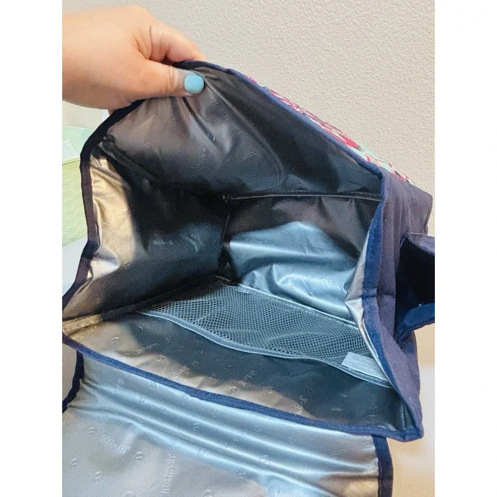 Fit & Fresh Large Insulated Lunch Bag Box Pink Blue Mandala Magnetic Close Clean